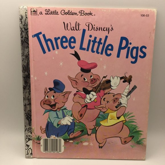 Vintage Little Golden Book Lot 2 Disney Three Little Pigs Alice In Wonderland - Picture 8 of 13